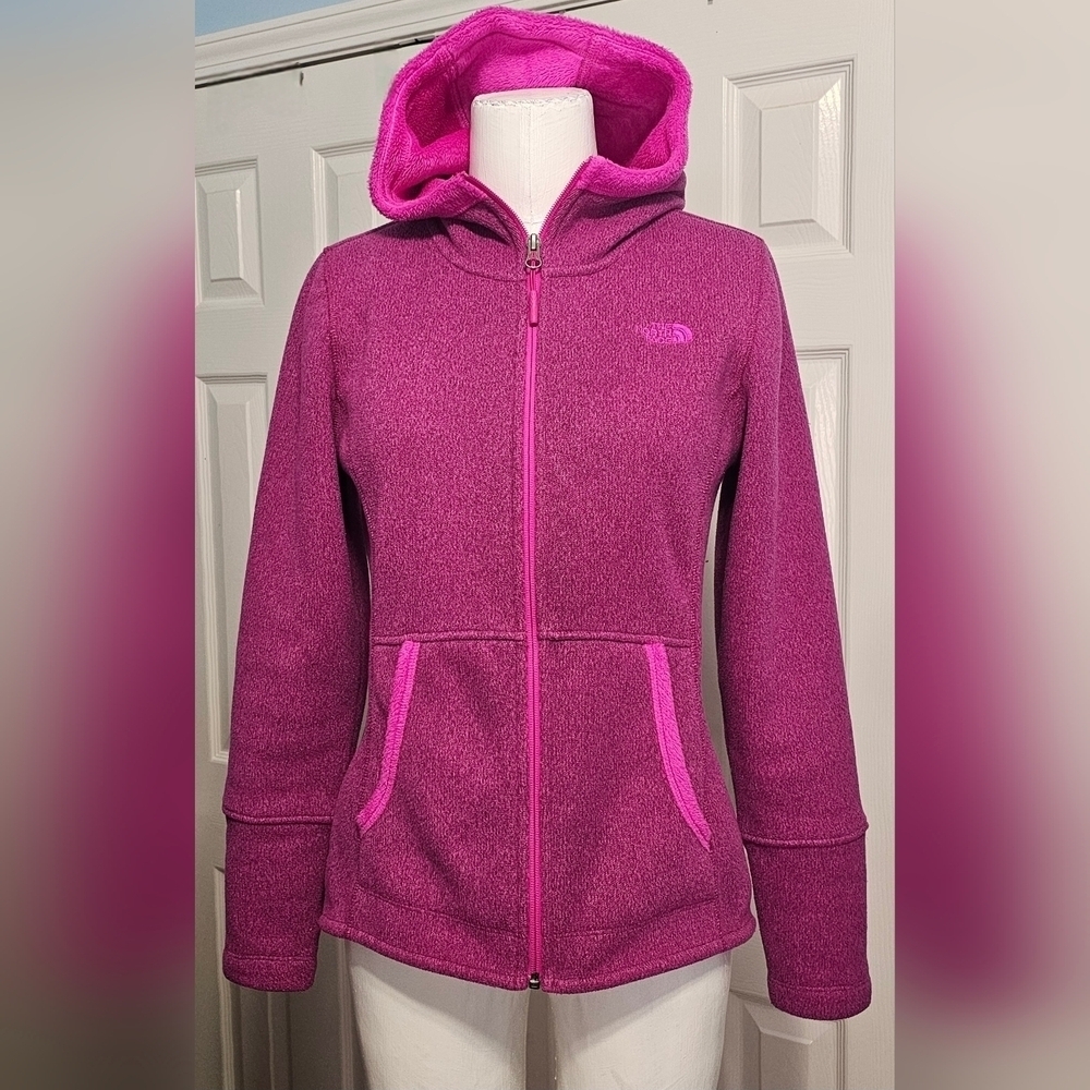 The North Face Women's Pink Fleece Full Zip Hoodie Jacket Small
